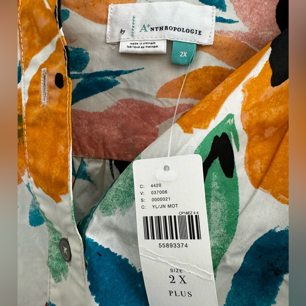 Anthropologie Crisanta Poplin Button Down Cotton Shirt - Picture 12 of 15